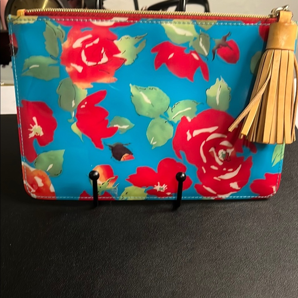 Dooney and Bourke Bright Floral Clutch with Tassel EUC - Picture 2 of 6